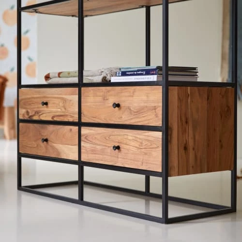 Tikamoon Bibliothèque Enfant En Acacia Massif Et Métal 7 Tikamoon Bibliothèque Enfant En Acacia Massif Et Métal - Image 5