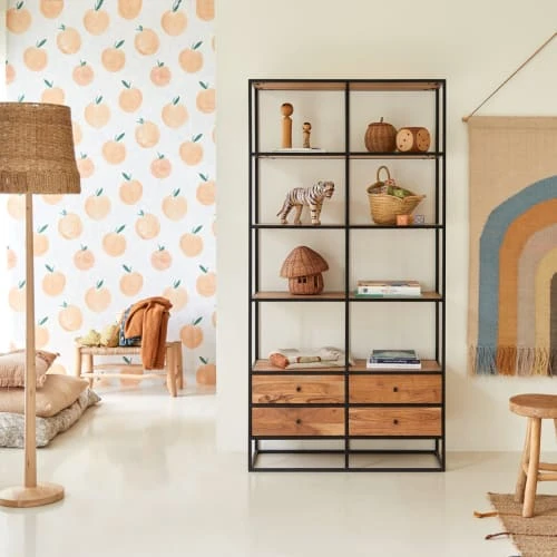 Tikamoon Bibliothèque Enfant En Acacia Massif Et Métal 3 Tikamoon Bibliothèque Enfant En Acacia Massif Et Métal