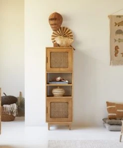 Tikamoon Bibliothèque Haute Enfant En Orme Et Cannage