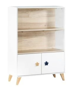 Sauthon Bibliothèque Meuble étoiles 120x86x35cm En Bois Blanc