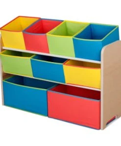 Delta Children Bibliothèque Organiseur 9 Cases En Bois Gris Et Bleu -Maisons du Monde boutique bibliotheque organiseur 9 cases en bois clair et multicolore