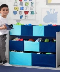 Delta Children Bibliothèque Organiseur 9 Cases En Bois Gris Et Bleu -Maisons du Monde boutique bibliotheque organiseur 9 cases en bois gris et bleu 2