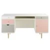 Maisons Du Monde Bureau 1 Porte 4 Tiroirs Blanc, Gris Et Rose