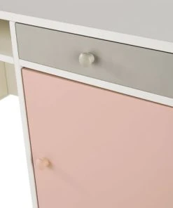 Maisons Du Monde Bureau 1 Porte 4 Tiroirs Blanc, Gris Et Rose -Maisons du Monde boutique bureau 1 porte 4 tiroirs blanc gris et rose 1000 12 5 206358 3