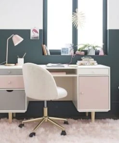 Maisons Du Monde Bureau 1 Porte 4 Tiroirs Blanc, Gris Et Rose -Maisons du Monde boutique bureau 1 porte 4 tiroirs blanc gris et rose 1000 12 5 206358 5