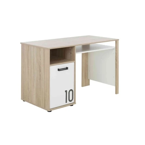Terre De Nuit Bureau 1 Porte En Bois Imitation Chêne Clair Et Blanc 4 Terre De Nuit Bureau 1 Porte En Bois Imitation Chêne Clair Et Blanc - Image 2