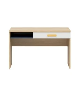 Petits Meubles Bureau 1 Tiroir 1 Niche Naturel Blanc Et Jaune