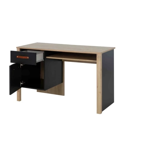 Terre De Nuit Bureau 1 Tiroir Caisson En Bois Imitation Chêne Clair Et Noir 4 Terre De Nuit Bureau 1 Tiroir Caisson En Bois Imitation Chêne Clair Et Noir - Image 2