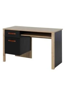 Terre De Nuit Bureau 1 Tiroir Caisson En Bois Imitation Chêne Clair Et Noir