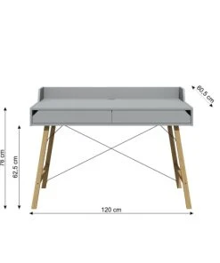 Bellamy Bureau 2 Tiroirs Gris -Maisons du Monde boutique bureau 2 tiroirs gris 3