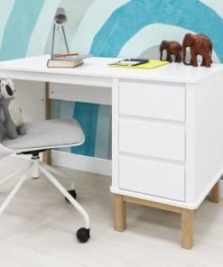 Bopita Bureau Blanc/chêne En MDF Et Chêne -Maisons du Monde boutique bureau blanc chene en mdf et chene 5