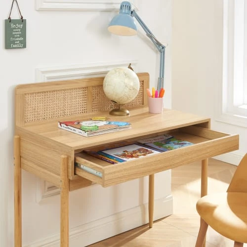 Baita Bureau Cannage Rotin Et Effet Bois 1 Tiroir 7 Baita Bureau Cannage Rotin Et Effet Bois 1 Tiroir - Image 5