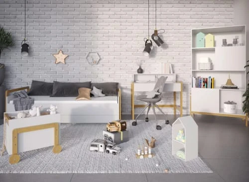 Nateo Concept Bureau Enfant 1 Tiroir Blanc Et Chêne 5 Nateo Concept Bureau Enfant 1 Tiroir Blanc Et Chêne – Image 3