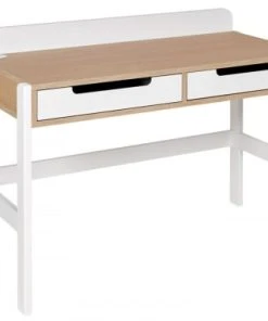 Nateo Concept Bureau Enfant 2 Tiroirs Blanc Et Chêne Clair