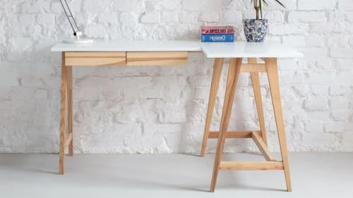 WNM Group Bureau Enfant En Pin Massif 115x85 Blanc 4 WNM Group Bureau Enfant En Pin Massif 115x85 Blanc - Image 2