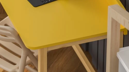 WNM Group Bureau Enfant En Pin Massif 120x58 Jaune 5 WNM Group Bureau Enfant En Pin Massif 120x58 Jaune - Image 3