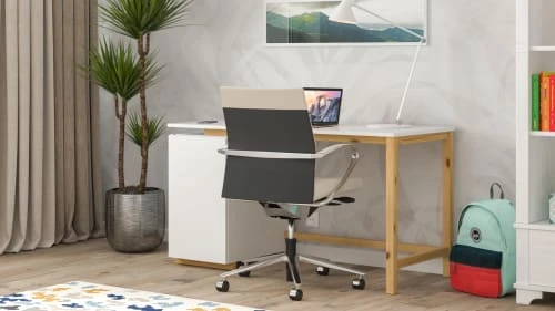 WNM Group Bureau Enfant En Pin Massif 120x60 Blanc 5 WNM Group Bureau Enfant En Pin Massif 120x60 Blanc - Image 3