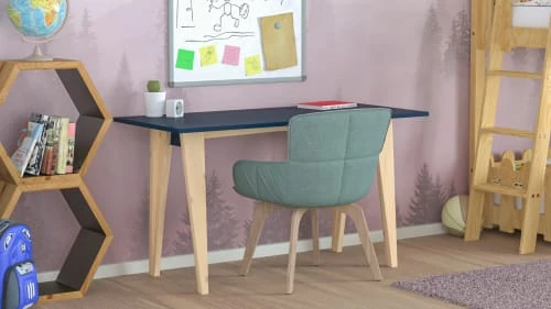 WNM Group Bureau Enfant En Pin Massif 120x60 Bleu 4 WNM Group Bureau Enfant En Pin Massif 120x60 Bleu - Image 2