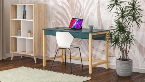 WNM Group Bureau Enfant En Pin Massif 120x60 Bleu 4 WNM Group Bureau Enfant En Pin Massif 120x60 Bleu - Image 2