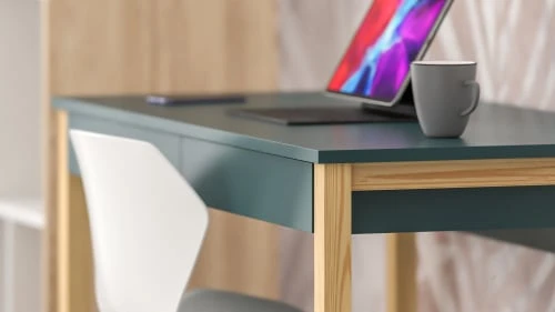 WNM Group Bureau Enfant En Pin Massif 120x60 Bleu 7 WNM Group Bureau Enfant En Pin Massif 120x60 Bleu - Image 5