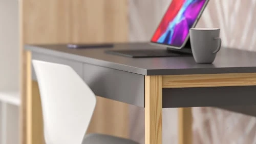 WNM Group Bureau Enfant En Pin Massif 120x60 Gris Foncé 7 WNM Group Bureau Enfant En Pin Massif 120x60 Gris Foncé - Image 5