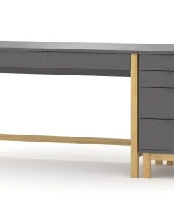 WNM Group Bureau Enfant En Pin Massif 120x60 Gris Foncé