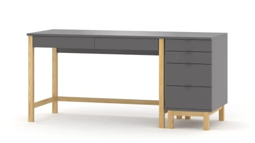 WNM Group Bureau Enfant En Pin Massif 120x60 Gris Foncé 3 WNM Group Bureau Enfant En Pin Massif 120x60 Gris Foncé