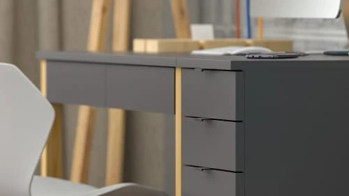 WNM Group Bureau Enfant En Pin Massif 120x60 Gris Foncé 6 WNM Group Bureau Enfant En Pin Massif 120x60 Gris Foncé - Image 4