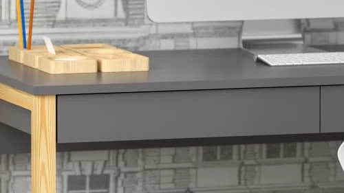 WNM Group Bureau Enfant En Pin Massif 120x60 Gris Foncé 7 WNM Group Bureau Enfant En Pin Massif 120x60 Gris Foncé - Image 5