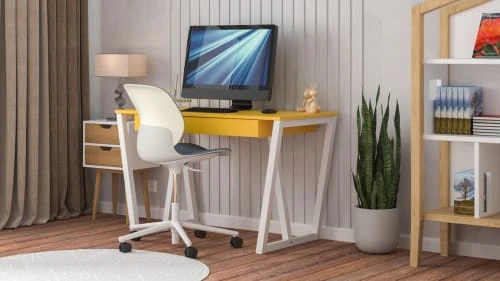 WNM Group Bureau Enfant En Pin Massif 120x60 Jaune 6 WNM Group Bureau Enfant En Pin Massif 120x60 Jaune - Image 4