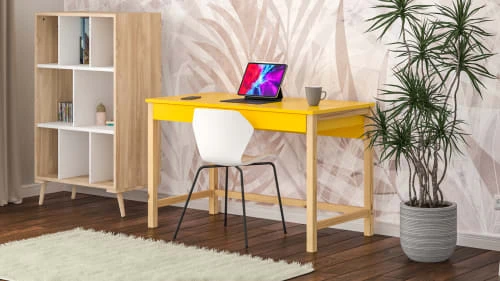 WNM Group Bureau Enfant En Pin Massif 120x60 Jaune 4 WNM Group Bureau Enfant En Pin Massif 120x60 Jaune - Image 2