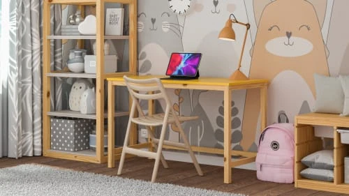 WNM Group Bureau Enfant En Pin Massif 120x60 Jaune 4 WNM Group Bureau Enfant En Pin Massif 120x60 Jaune - Image 2