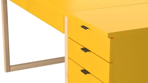 WNM Group Bureau Enfant En Pin Massif 120x60 Jaune 5 WNM Group Bureau Enfant En Pin Massif 120x60 Jaune - Image 3