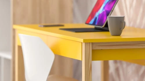 WNM Group Bureau Enfant En Pin Massif 120x60 Jaune 7 WNM Group Bureau Enfant En Pin Massif 120x60 Jaune - Image 5