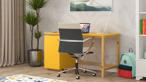 WNM Group Bureau Enfant En Pin Massif 120x60 Jaune 7 WNM Group Bureau Enfant En Pin Massif 120x60 Jaune – Image 5