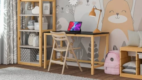 WNM Group Bureau Enfant En Pin Massif 120x60 Noir 4 WNM Group Bureau Enfant En Pin Massif 120x60 Noir - Image 2