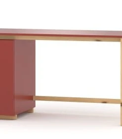 WNM Group Bureau Enfant En Pin Massif 120x60 Rouge