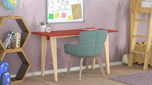 WNM Group Bureau Enfant En Pin Massif 120x60 Rouge 4 WNM Group Bureau Enfant En Pin Massif 120x60 Rouge - Image 2