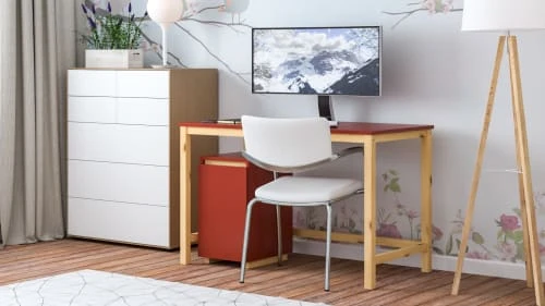 WNM Group Bureau Enfant En Pin Massif 120x60 Rouge 6 WNM Group Bureau Enfant En Pin Massif 120x60 Rouge - Image 4