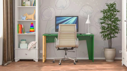 WNM Group Bureau Enfant En Pin Massif 120x60 Vert 4 WNM Group Bureau Enfant En Pin Massif 120x60 Vert - Image 2