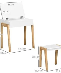 HOMCOM Bureau Enfant Scandinave - Tabouret, Case - Blanc Aspect Bois Clair 9 HOMCOM Bureau Enfant Scandinave - Tabouret, Case - Blanc Aspect Bois Clair -Maisons du Monde boutique bureau enfant scandinave tabouret case blanc aspect bois clair 2
