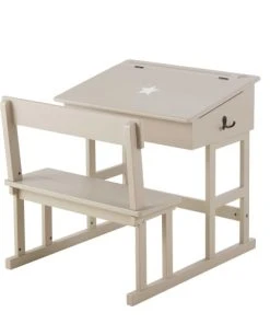 Maisons Du Monde Bureau Enfant Taupe Imprimé étoile Blanche
