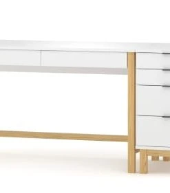 WNM Group Bureau Pour Enfant En Pin Massif 120x60 Blanc