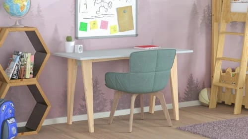 WNM Group Bureau Pour Enfant En Pin Massif 120x60 Gris 4 WNM Group Bureau Pour Enfant En Pin Massif 120x60 Gris - Image 2