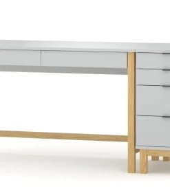 WNM Group Bureau Pour Enfant En Pin Massif 120x60 Gris