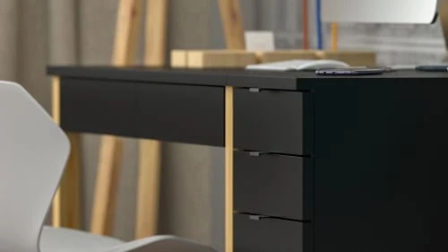 WNM Group Bureau Pour Enfant En Pin Massif 120x60 Noir 6 WNM Group Bureau Pour Enfant En Pin Massif 120x60 Noir - Image 4