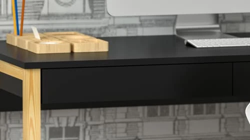 WNM Group Bureau Pour Enfant En Pin Massif 120x60 Noir 7 WNM Group Bureau Pour Enfant En Pin Massif 120x60 Noir - Image 5