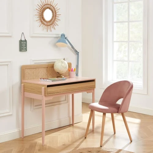 Baita Bureau Rose Et Cannage Rotin 1 Tiroir 4 Baita Bureau Rose Et Cannage Rotin 1 Tiroir – Image 2