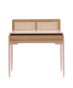 Baita Bureau Rose Et Cannage Rotin 1 Tiroir
