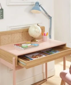 Baita Bureau Rose Et Cannage Rotin 1 Tiroir 12 Baita Bureau Rose Et Cannage Rotin 1 Tiroir -Maisons du Monde boutique bureau rose et cannage rotin 1 tiroir 4